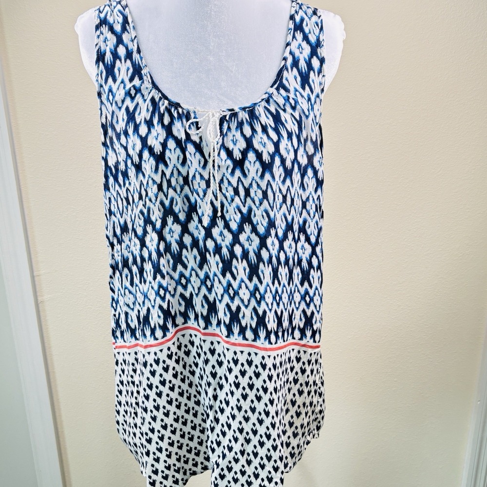Faded Glory Sleeveless Women's Top Sz Lg Bohemian Geometric Made India Flowy